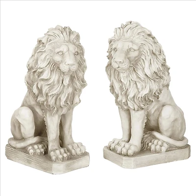 Design Toscano 21" Mansfield Manor Lion Sentinel Statue Set