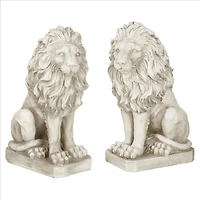 Design Toscano 21" Mansfield Manor Lion Sentinel Statue Set