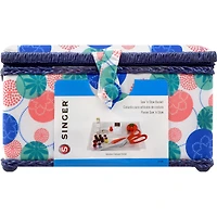 SINGER® Large Florence Floral Print Sewing Basket with Sewing Kit