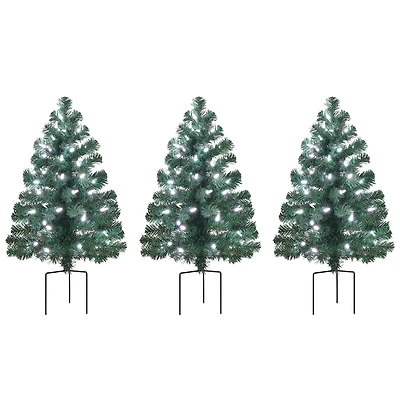 3ct. Pre-Lit Alexa Enabled Pathway Artificial Christmas Tree Set