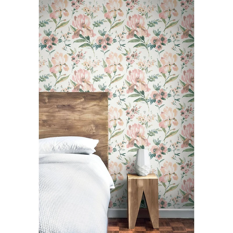RoomMates Pink Iris Peel & Stick Wallpaper