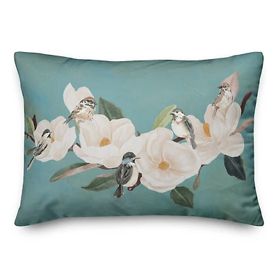 Birds And Magnolias 20" x 14" Indoor/Outdoor Pillow