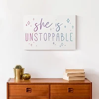 She Is Unstoppable 18" x 12" Canvas Wall Art