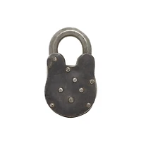 Grey Metal Industrial Lock and Key, 2" x 4" x 2"