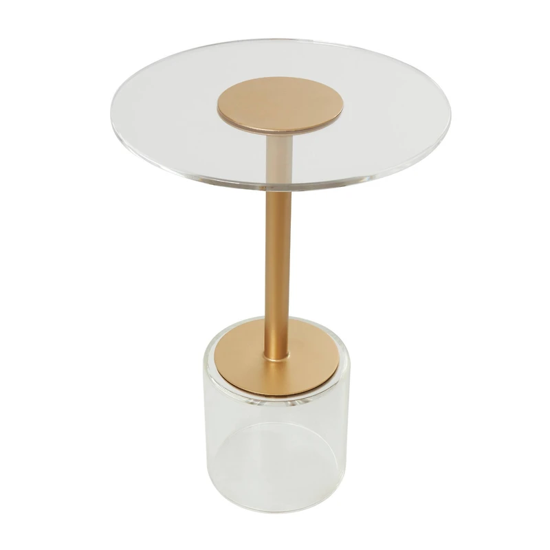 23" Clear Acrylic Accent Table with Gold Stand