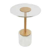 23" Clear Acrylic Accent Table with Gold Stand