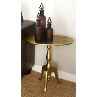 21" Gold Aluminum Traditional Accent Table