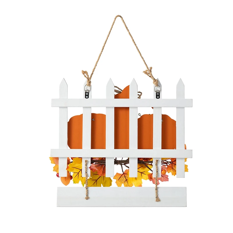 Glitzhome® 14" Fall Wooden Patch with Floral Door Hanger