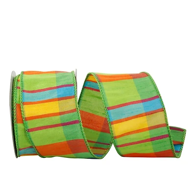 JAM Paper 2.5" x 10yd. Wired Citrus Life Plaid Ribbon