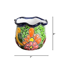 7" Handmade Mexican Talavera Ceramic Planter