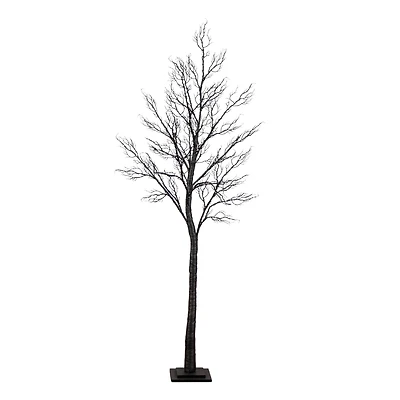 7ft. Pre-Lit Halloween Minimalist Twig Artificial Fall Tree with 400 Orange & Purple LED Lights