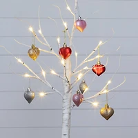 2ft. Pre-Lit Artificial Valentine's Day Twig Tree with 24 Warm White LED Lights and Heart Ornaments