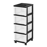 IRIS Black 4-Drawer Medium Cart With Organizer Top