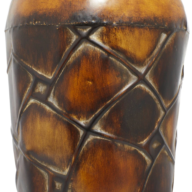 Set of 3 Brown Metal Rustic Vase, 50", 35", 26"