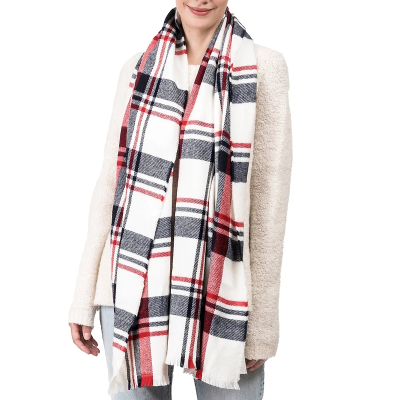 Glitzhome® 70" Red, White & Navy Scarf with Fringe