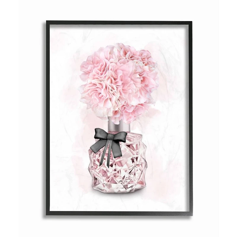 Stupell Industries Pink Flower Perfume Glam Fashion Design Framed Wall Art