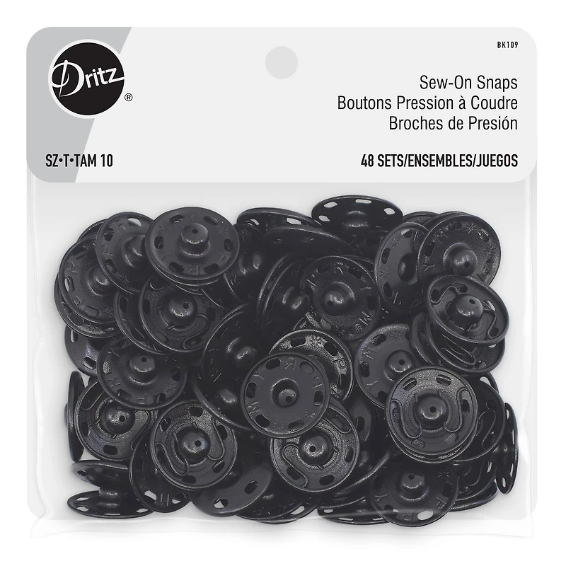 Dritz® 7/8" Black Sew-On Snaps, 48 Sets
