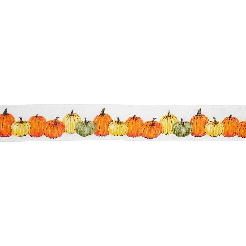 1.5" x 10yd. Pumpkin Fall Faux Linen Wired Ribbon by Celebrate It®