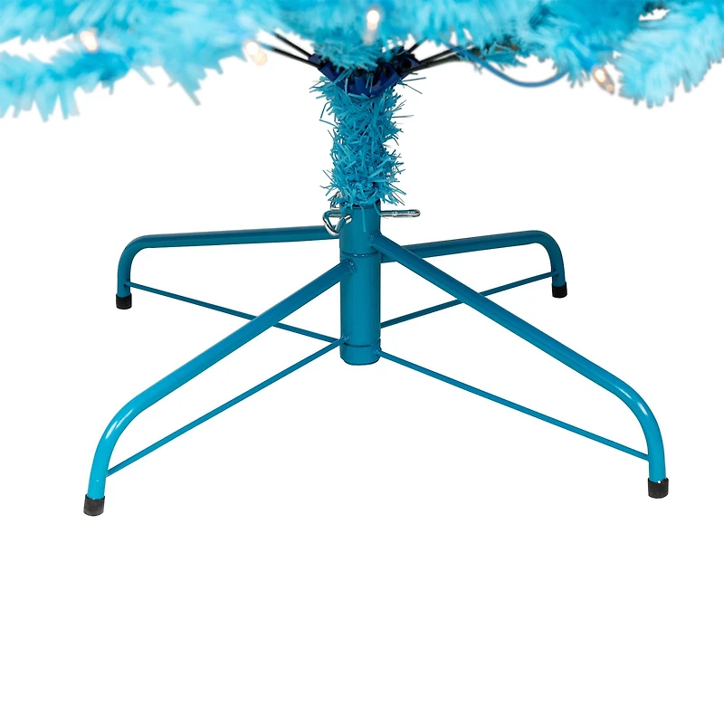 6ft. Pre-Lit Medium Sky Blue Pine Artificial Christmas Tree, Clear Lights