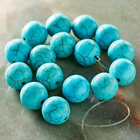12 Pack:  Turquoise Dyed Howlite Round Beads, 12mm by Bead Landing™