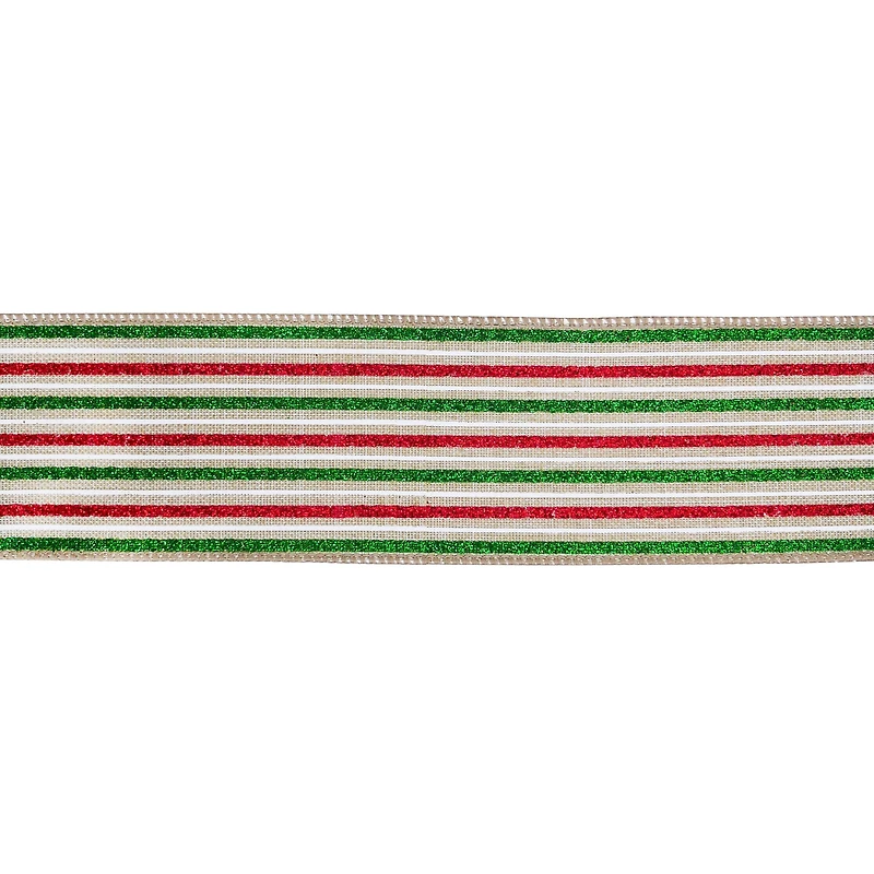 2.5" x 20ft. Red, Green & White Stripes Wired Ribbon by Celebrate It®