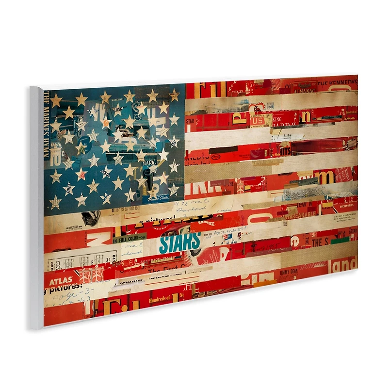 Stupell Industries Patriotic Collaged Flag Wall Plaque Art