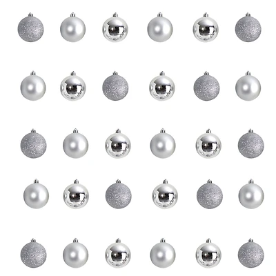 30ct. 2.5" Silver Shatterproof Christmas Ornaments