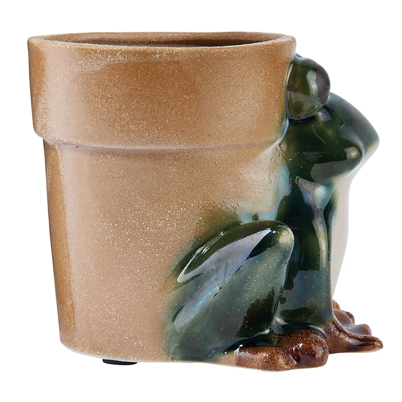 Hello Honey® 5.5" Green Stoneware Frog Planter