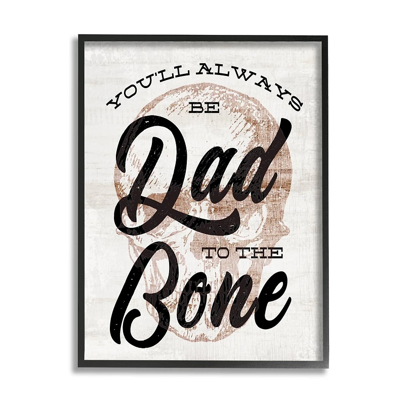 Stupell Industries Dad To The Bone Punny Skull Phrase Framed Giclee Art