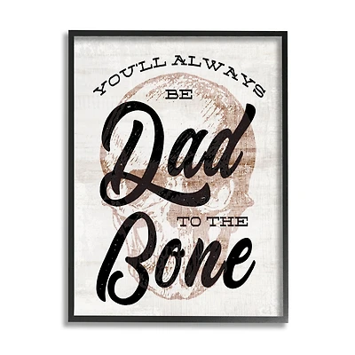 Stupell Industries Dad To The Bone Punny Skull Phrase Framed Giclee Art
