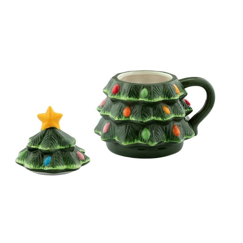Mr. Christmas 16oz. Green Nostalgic Ceramic Tree Lidded Mug