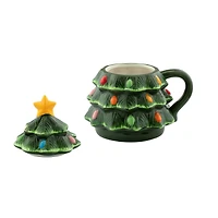 Mr. Christmas 16oz. Green Nostalgic Ceramic Tree Lidded Mug