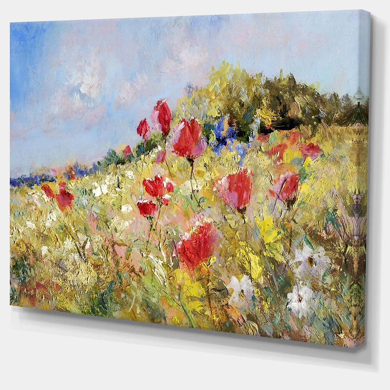 Designart - Painted Poppies on Summer Meadow