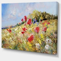 Designart - Painted Poppies on Summer Meadow