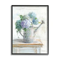 Stupell Industries Blue Hydrangeas in Watering Can Soft Floral Painting Framed Wall Art
