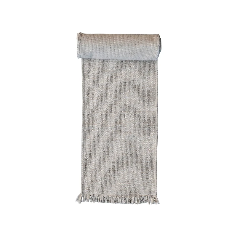 Hello Honey® 108" Natural Woven Cotton Table Runner with Metallic Gold Thread & Fringe