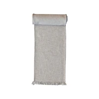 Hello Honey® 108" Natural Woven Cotton Table Runner with Metallic Gold Thread & Fringe