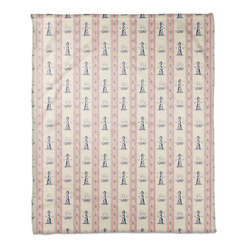 Nautical Lighthouses Coral Fleece Blanket