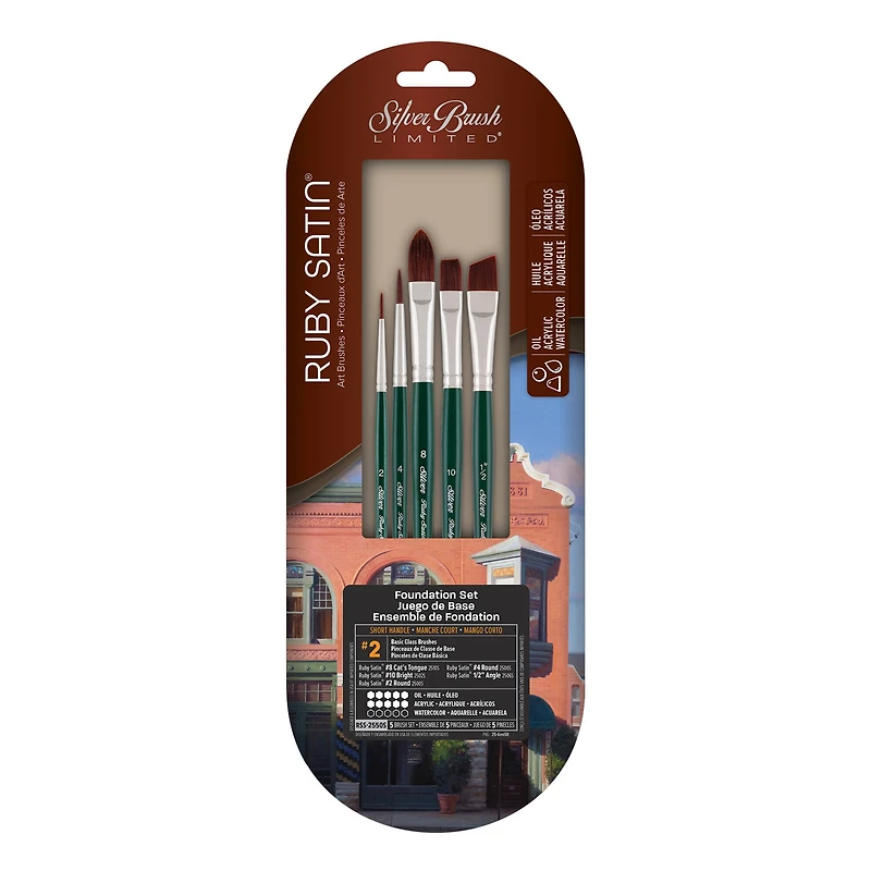 Silver Brush Limited Ruby Satin® SH 5 Piece Foundation Brush Set