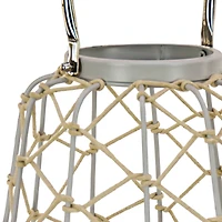 Glacier Gray Candle Lantern with Rope Weave