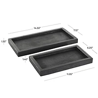 Black Marble Minimalistic Slim Textured Trays, 2ct.