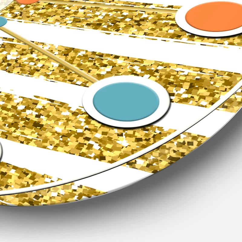 Designart 'Golden Horizontal Lines Mid-Century Modern Wall Clock