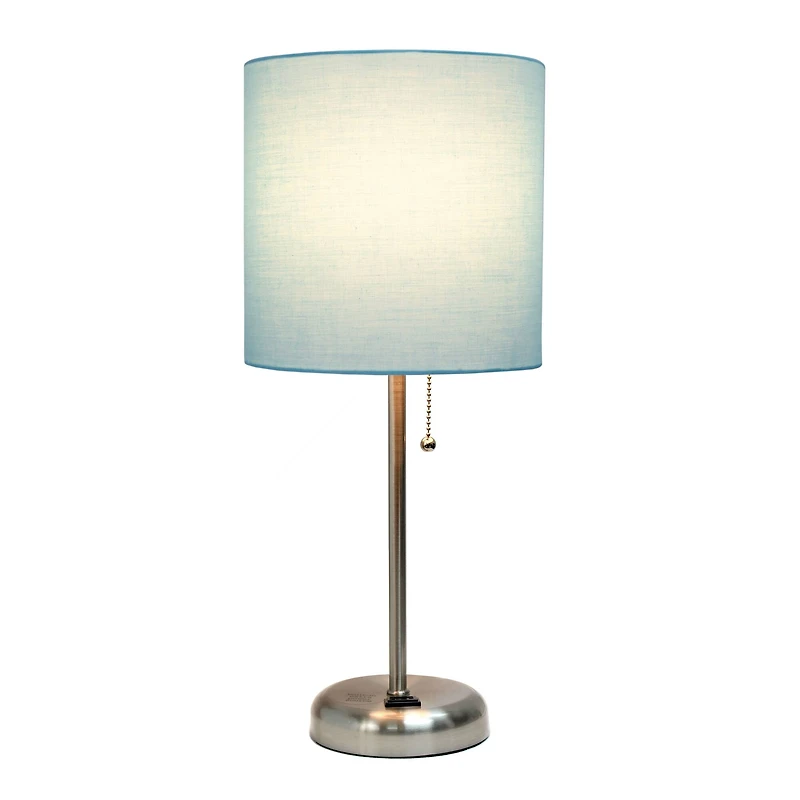 LimeLights 19.5" Stick Lamp with Charging Outlet and Fabric Shade