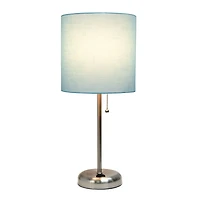 LimeLights 19.5" Stick Lamp with Charging Outlet and Fabric Shade