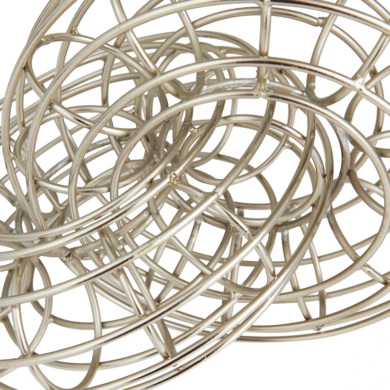 Set of 2 Silver Metal Contemporary Sculptures, 7" x 7" x 9"