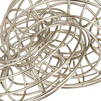 Set of 2 Silver Metal Contemporary Sculptures, 7" x 7" x 9"