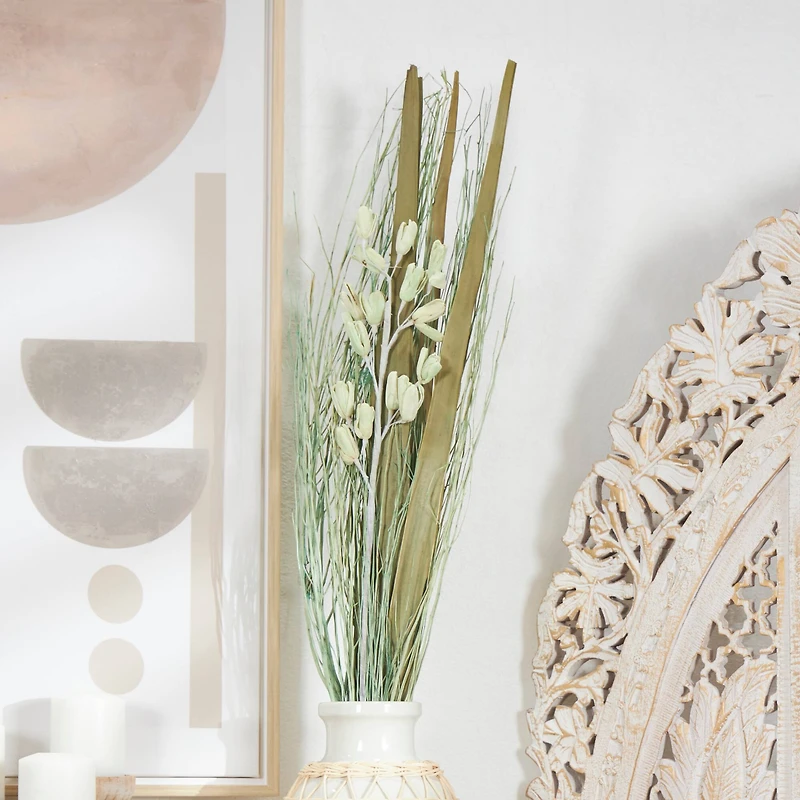 40" Green Floral Bouquet Branch Natural Foliage with Grass Stems