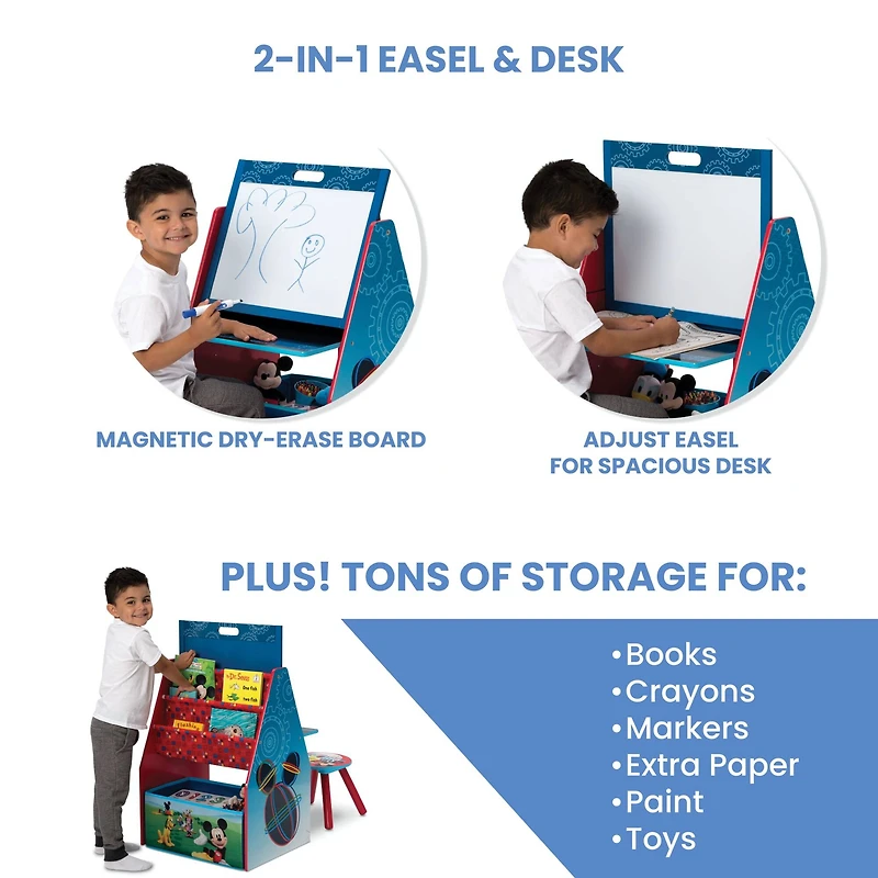 Delta Children Mickey Mouse Deluxe Kids Art Table & Easel