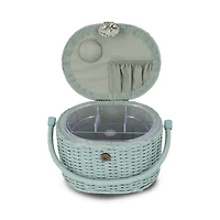 Dritz® Soft Green Floral Small Oval Weaved Sewing Basket