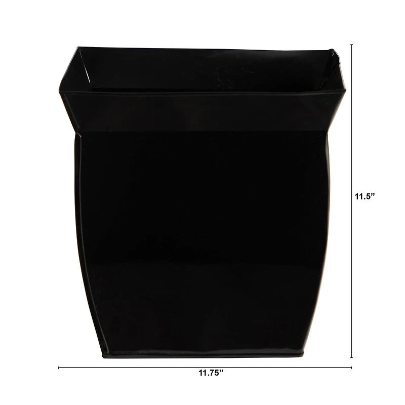 11.5" Black Fluted Metal Square Planter
